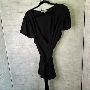 Loft plus black rape blouse true wraparound top plus size